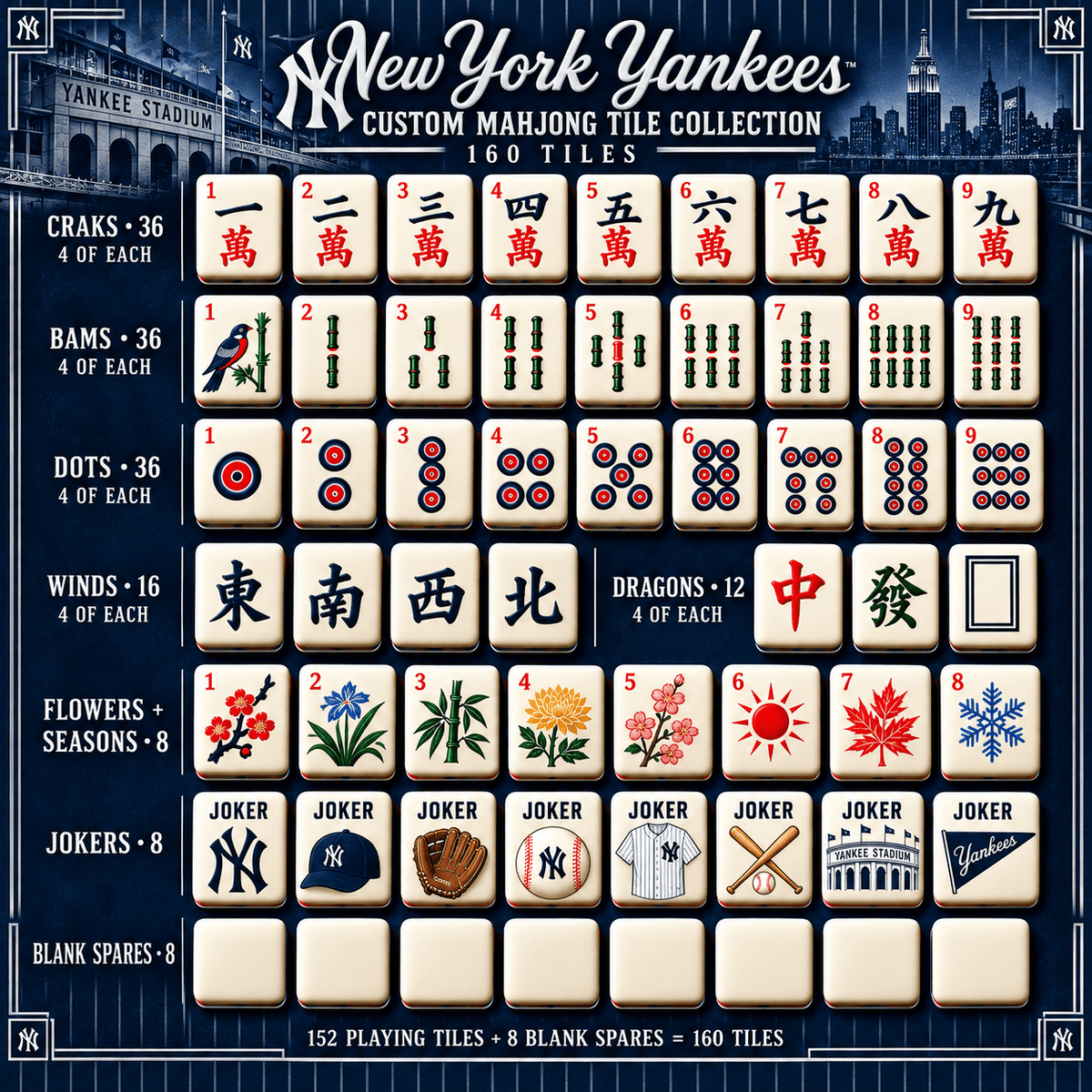 NYY Premium Mahjong Set – Game Night Edition PNPA