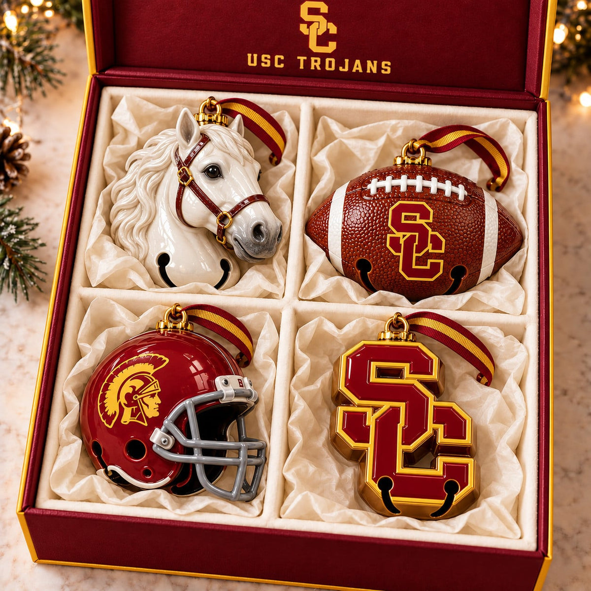 Premium USC Christmas Bell Ornament PVNA