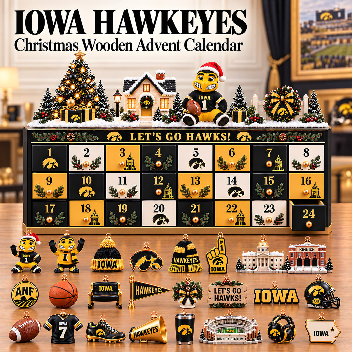 Premium IWHK Christmas Wooden Advent Calendar PVNA