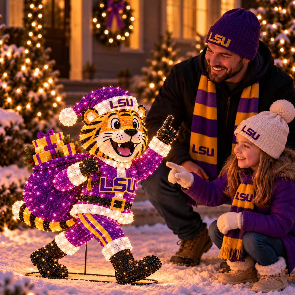 LSU Premium Lighted Christmas Mascot Decoration BMD